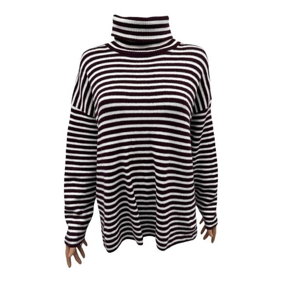 French Connection Oversized Striped Turtleneck NWT - Picture 1 of 5